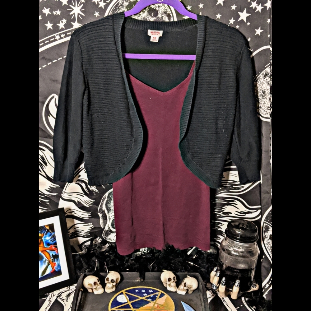 Mossimo Medium Black Cardigan w/ free random cami